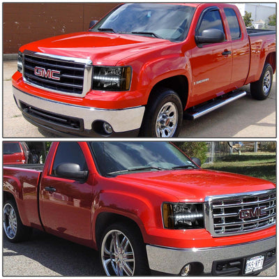 D-Motoring - Headlights - LED DRL - Black Housing - Amber Corner - Plug-n-Play - Pair - GMC Sierra 1500 / 2500 / 3500 - 5
