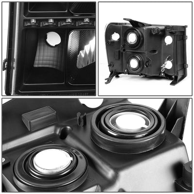 D-Motoring - Headlights - LED DRL - Black Housing - Amber Corner - Plug-n-Play - Pair - GMC Sierra 1500 / 2500 / 3500 - 6