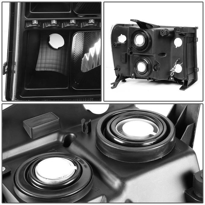 D-Motoring - Headlights - LED DRL - Black Housing - Amber Corner - Plug-n-Play - Pair - GMC Sierra 1500 / 2500 / 3500 - 6