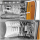 D-Motoring - Headlights - LED DRL - Chrome Housing - Amber Corner - Plug-n-Play - Pair - GMC Sierra 1500 / 2500 / 3500 - 3