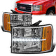 07-14 GMC Sierra 1500 2500 3500 Headlights - LED DRL - Chrome Housing - Amber Corner - Plug-n-Play - Pair