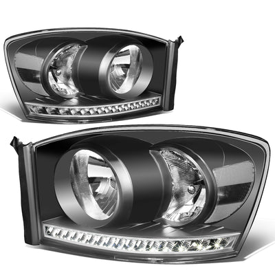 06-09-ram-truck-led-drl-headlights-black-housing-clear-lens-clear-corner-pair-hl-led-rm06-bk-cl1 - 2