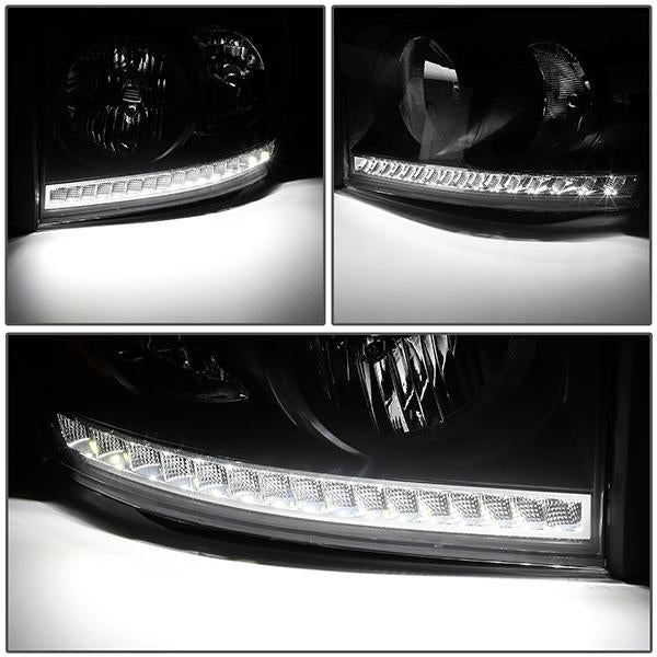06-09 Ram Truck LED DRL Headlights - Black Housing - Clear Lens - Clear Corner - Pair - HL-LED-RM06-BK-CL1 - 3