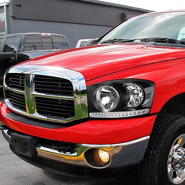 06-09 Ram Truck LED DRL Headlights - Black Housing - Clear Lens - Clear Corner - Pair - HL-LED-RM06-BK-CL1 - 8