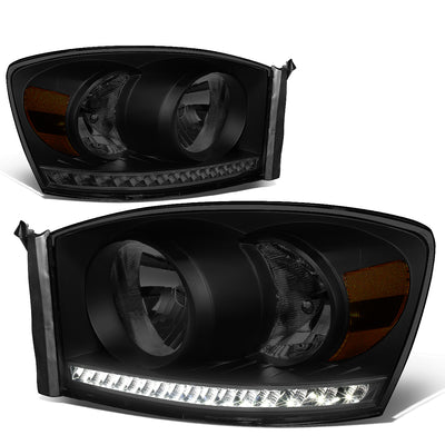 06-09-ram-truck-led-drl-headlights-smoked-housing-smoked-lens-amber-corner-pair-hl-led-rm06-bk-sm-am - 2