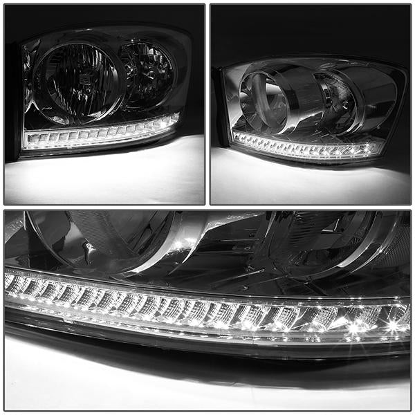 06-09 Ram Truck LED DRL Headlights - Chrome Housing - Clear Lens - Clear Corner - Pair - HL-LED-RM06-CH-CL1 - 3