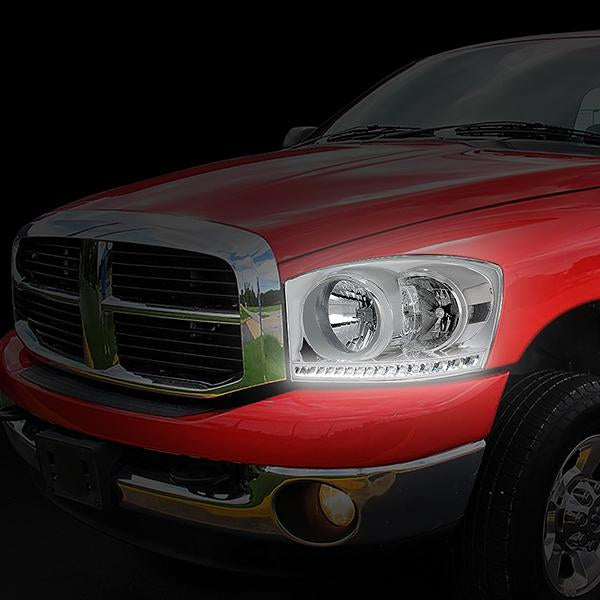 06-09 Ram Truck LED DRL Headlights - Chrome Housing - Clear Lens - Clear Corner - Pair - HL-LED-RM06-CH-CL1 - 9