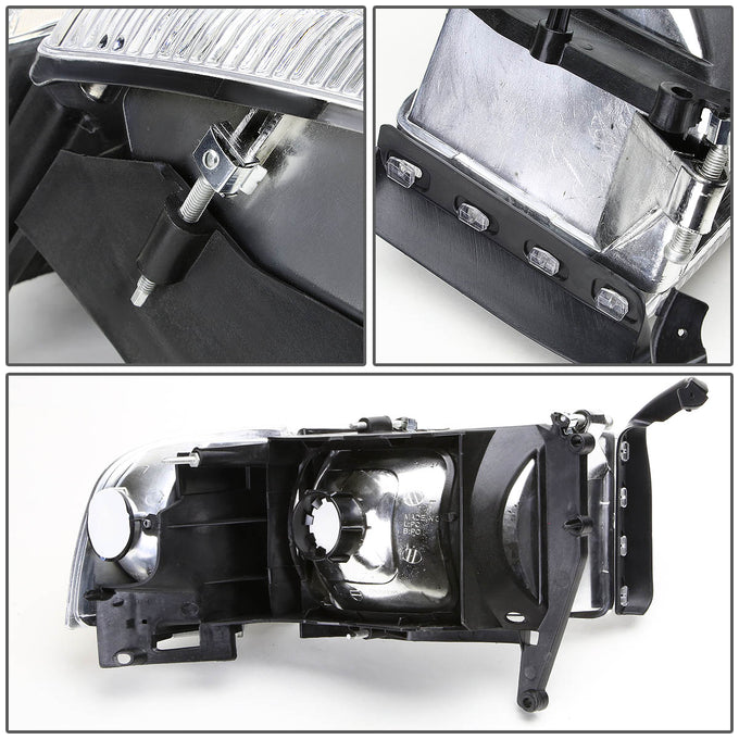 D-Motoring - Headlight - Chrome Housing - Amber Corner - Plug-n-Play - Left - 94-01 Dodge Ram 1500 / 2500 / 3500 - 4