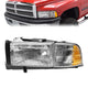 94-02 Dodge Ram 1500 2500 3500 Headlights - Chrome Housing - Amber Corner - Plug-n-Play - Pair