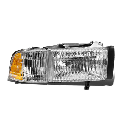 D-Motoring - Headlight - Chrome Housing - Amber Corner - Plug-n-Play - Left - 94-01 Dodge Ram 1500 / 2500 / 3500 - 1