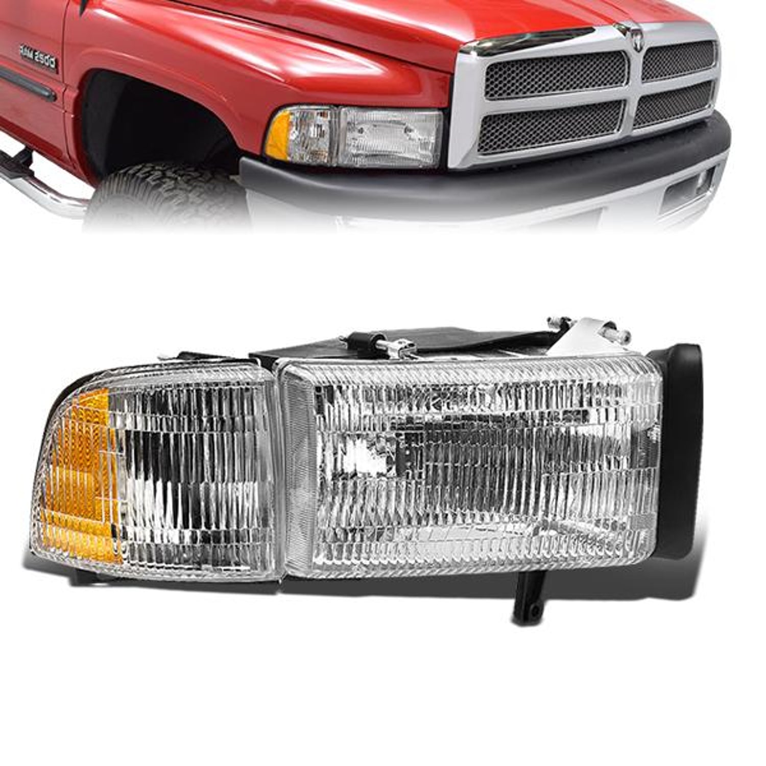 94-02 Dodge Ram 1500 2500 3500 Headlights - Plug-n-Play - Pair