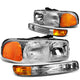 D-Motoring - Headlights - Chrome Housing - Amber Corner - Plug-n-Play - Pair - GMC Sierra 1500(HD) / 2500(HD) / 3500(HD) / Sierra C3 / Yukon - 1