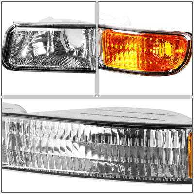 D-Motoring - Headlights - Chrome Housing - Amber Corner - Plug-n-Play - Pair - GMC Sierra 1500(HD) / 2500(HD) / 3500(HD) / Sierra C3 / Yukon - 3