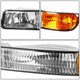 D-Motoring - Headlights - Chrome Housing - Amber Corner - Plug-n-Play - Pair - GMC Sierra 1500(HD) / 2500(HD) / 3500(HD) / Sierra C3 / Yukon - 3