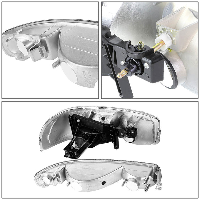 D-Motoring - Headlights - Chrome Housing - Amber Corner - Plug-n-Play - Pair - GMC Sierra 1500(HD) / 2500(HD) / 3500(HD) / Sierra C3 / Yukon - 4