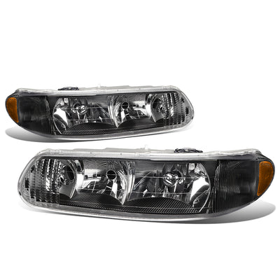 D-Motoring - Headlights - Black Housing - Amber Corner - Plug-n-Play - Pair - Buick Century / Regal - 1