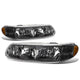 D-Motoring - Headlights - Black Housing - Amber Corner - Plug-n-Play - Pair - Buick Century / Regal - 1