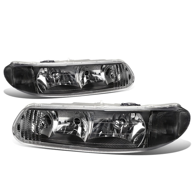 D-Motoring - Headlights - Black Housing - Clear Corner - Plug-n-Play - Pair - Buick Century / Buick Regal - 1