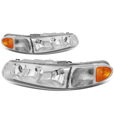 D-Motoring - Headlights - Chrome Housing - Amber Corner - Plug-n-Play - Pair - Buick Century / Buick Regal - 1