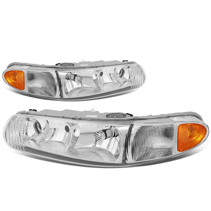 D-Motoring - Headlights - Chrome Housing - Amber Corner - Plug-n-Play - Pair - Buick Century / Buick Regal - 1