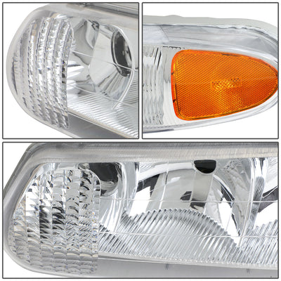 D-Motoring - Headlights - Chrome Housing - Amber Corner - Plug-n-Play - Pair - Buick Century / Buick Regal - 3