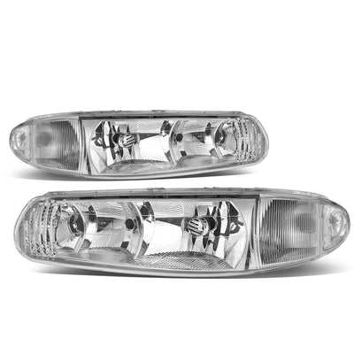 D-Motoring - Headlights - Chrome Housing - Clear Corner - Plug-n-Play - Pair - Buick Century / Regal - 1