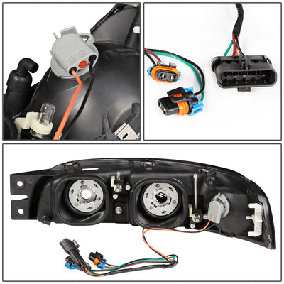 D-Motoring - Headlights - Black Housing - Clear Corner - Plug-n-Play - Pair - 97-99 Buick LeSabre - 4