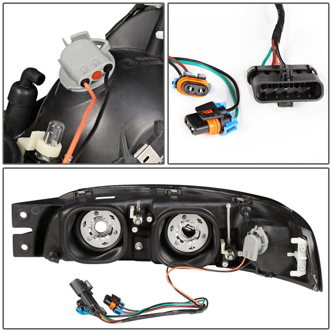 D-Motoring - Headlights - Black Housing - Clear Corner - Plug-n-Play - Pair - 97-99 Buick LeSabre - 4