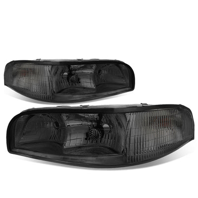 D-Motoring - Headlights - Smoked Lens - Clear Corner - Plug-n-Play - Pair - 97-99 Buick LeSabre - 1