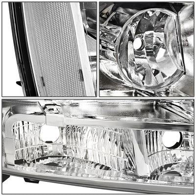 D-Motoring - Headlights - Chrome Housing - Clear Corner - Plug-n-Play - Pair - Chevy Tahoe / Avalanche / Suburban 1500 / 2500 - 4