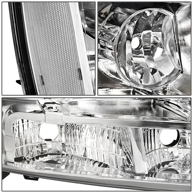 D-Motoring - Headlights - Chrome Housing - Clear Corner - Plug-n-Play - Pair - Chevy Tahoe / Avalanche / Suburban 1500 / 2500 - 4