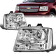 07-14 Chevrolet Tahoe Avalanche Suburban 1500 2500 Headlights - Chrome Housing - Clear Corner - Plug-n-Play - Pair