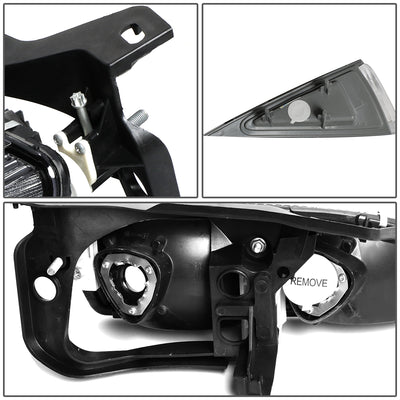 D-Motoring - 95-99 Chevy Cavalier Headlights - Black Housing - Clear Lens - Amber Corner - Plug-n-Play - Pair - 5