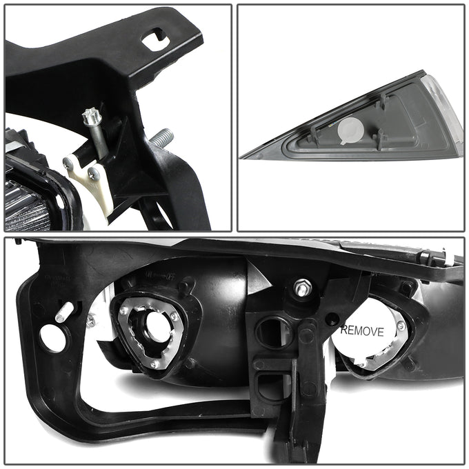 D-Motoring - 95-99 Chevy Cavalier Headlights - Black Housing - Clear Lens - Amber Corner - Plug-n-Play - Pair - 5