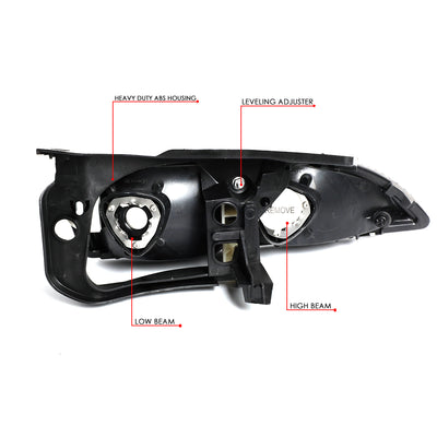 D-Motoring - 95-99 Chevy Cavalier Headlights - Black Housing - Clear Lens - Amber Corner - Plug-n-Play - Pair - 6