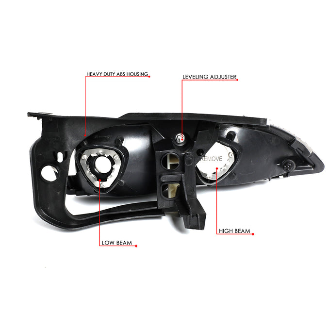 D-Motoring - 95-99 Chevy Cavalier Headlights - Black Housing - Clear Lens - Amber Corner - Plug-n-Play - Pair - 6
