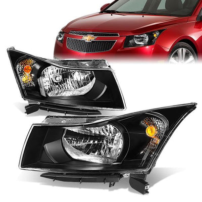 11-15 Chevrolet Cruze Headlights - Black Housing - Amber Corner - Plug-n-Play - Pair