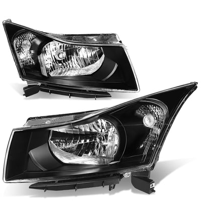 D-Motoring - Headlights - Black Housing - Clear Corner - Plug-n-Play - Pair - 11-15 Chevrolet Cruze - 1