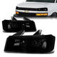 03-17 Chevy Chevrolet Express GMC Savana 1500 2500 3500 Headlights - Smoked Housing - Smoked Lens - Plug-n-Play - Pair