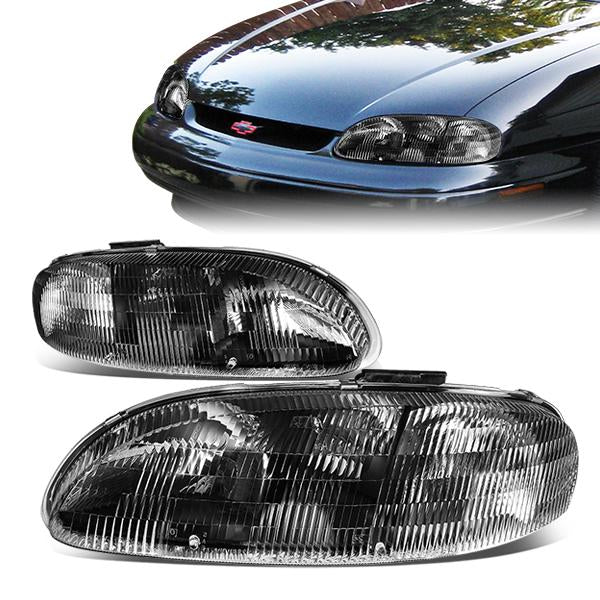 95-99 Chevrolet Lumina Monte Carlo Headlights - Black Housing - Clear Corner - Plug-n-Play - Pair