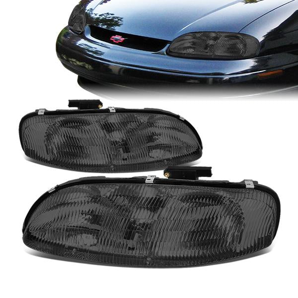 95-99 Chevrolet Lumina Monte Carlo Headlights - Smoked Housing - Smoked Lens - Clear Corner - Plug-n-Play - Pair