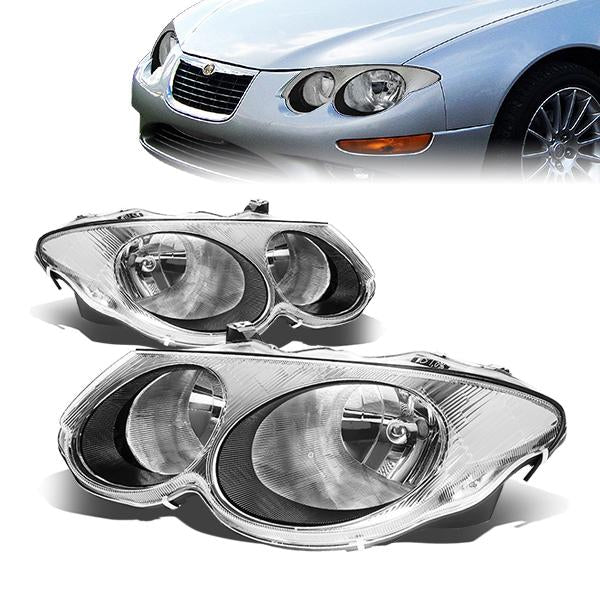 99-04 Chrysler 300M Headlights - Black Housing - Plug-n-Play - Pair