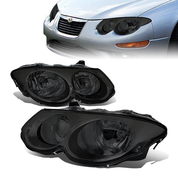 99-04 Chrysler 300M Headlights - Smoked Housing - Smoked Lens - Plug-n-Play - Pair