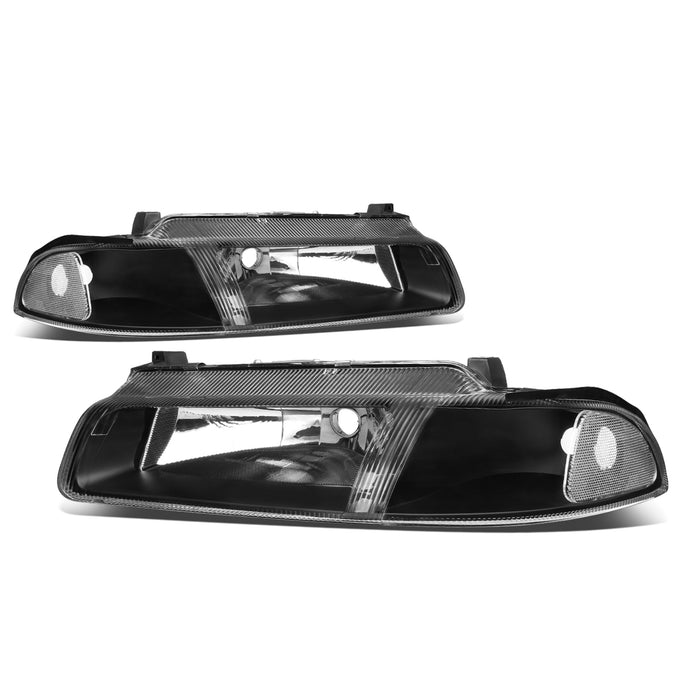 D-Motoring - Headlights - Black Housing - Clear Corner - Plug-n-Play - Pair - Chrysler Cirrus / Dodge Stratus / Plymouth Breeze - 1