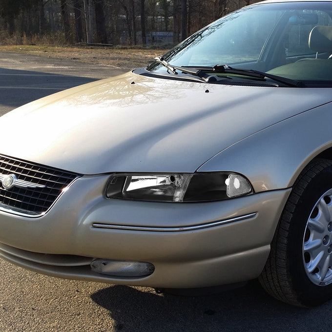 D-Motoring - Headlights - Black Housing - Clear Corner - Plug-n-Play - Pair - Chrysler Cirrus / Dodge Stratus / Plymouth Breeze - 5