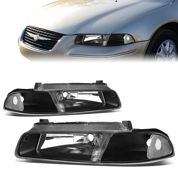 95-00 Chevrolet Lumina Monte Carlo Headlights - Black Housing - Clear Corner - Plug-n-Play - Pair