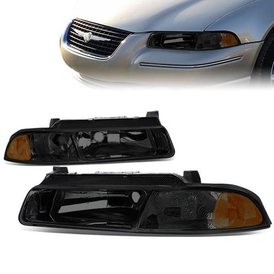 95-00 Chevrolet Lumina Monte Carlo Headlights - Smoked Housing - Smoked Lens - Amber Corner - Plug-n-Play - Pair