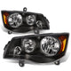 D-Motoring - Headlights - Black Housing - Amber Corner - Plug-n-Play - Pair - Chrysler Town & Country / Dodge Grand Caravan - 1