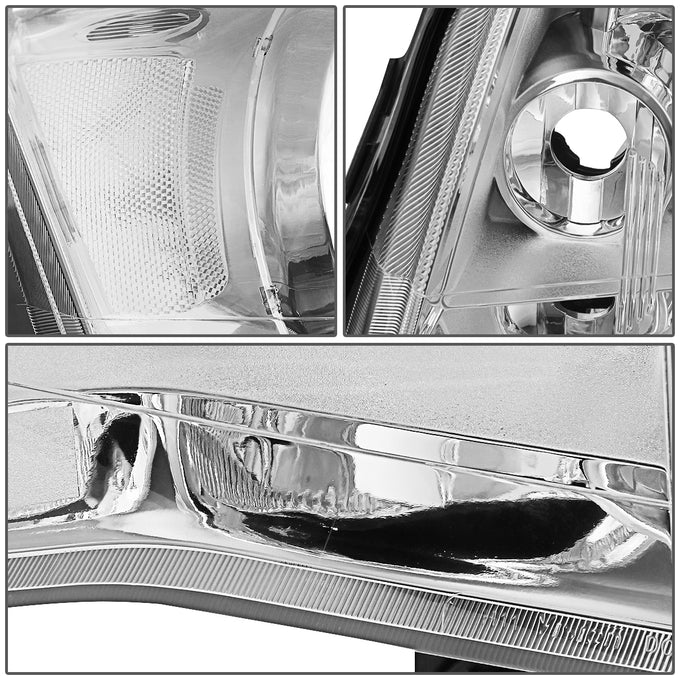 D-Motoring - Headlights - Chrome Housing - Clear Corner - Plug-n-Play - Pair - Chrysler Town & Country / Dodge Grand Caravan - 4