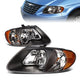 01-07 Dodge Grand Caravan Headlights - Black Housing - Amber Reflector - Plug-n-Play - Pair